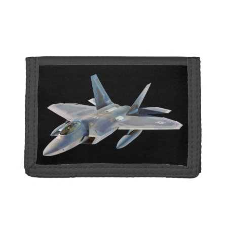 F-22 Raptor Fighter Jet Custom Background Color Trifold Wallet