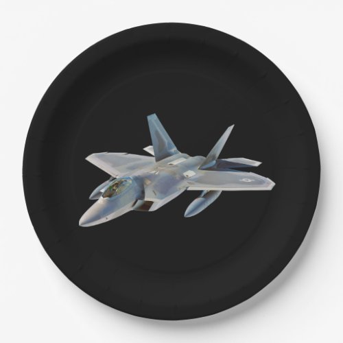 F_22 Raptor Fighter Jet on Black Paper Plates