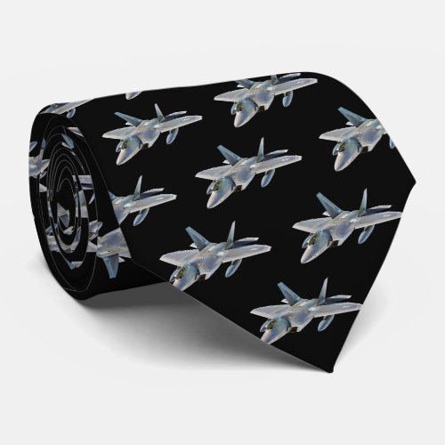 F_22 Raptor Fighter Jet on Black Tie