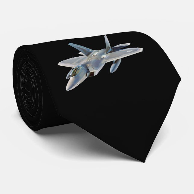 F-22 Raptor Fighter Jet on Black Tie (Rolled)