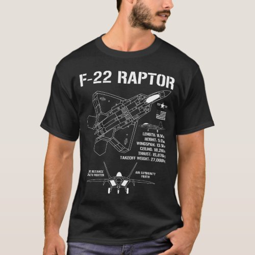 F_22 Raptor Fighter Jet Specs Military F22 Raptor T_Shirt