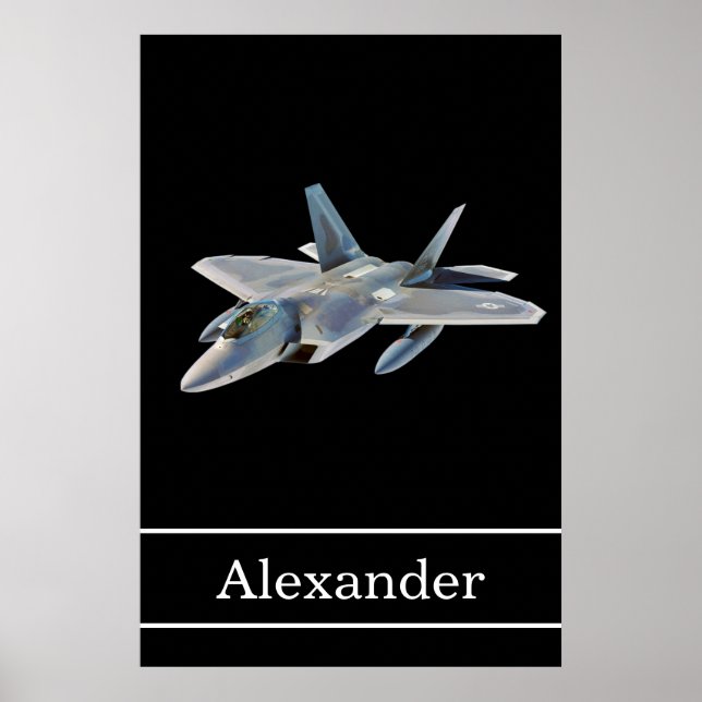 F-22 Raptor Fighter Jet with Name Poster (Front)
