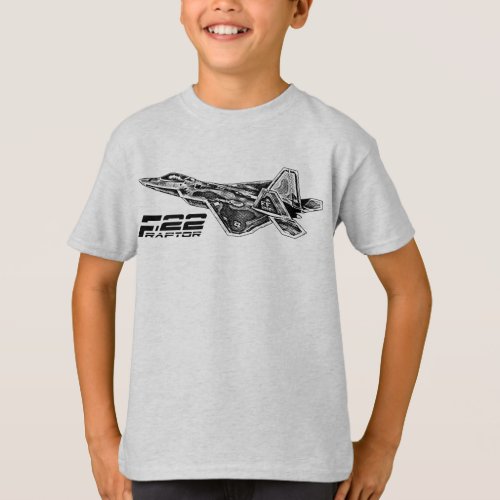 F_22 RAPTOR Kids Basic Hanes Tagless ComfortSoft T_Shirt