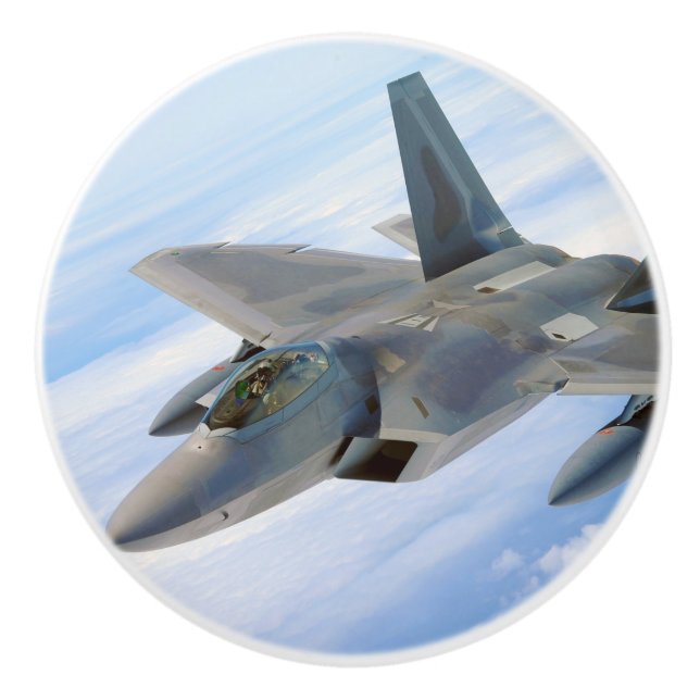 F-22 Raptor Military Jet Ceramic Knob (Front)
