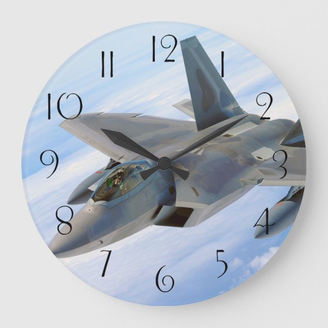 F-22 Raptor Military Jet Large Clock (Front)