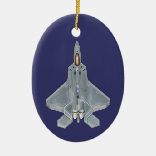 F_22 Raptor Over and Under Ceramic Ornament