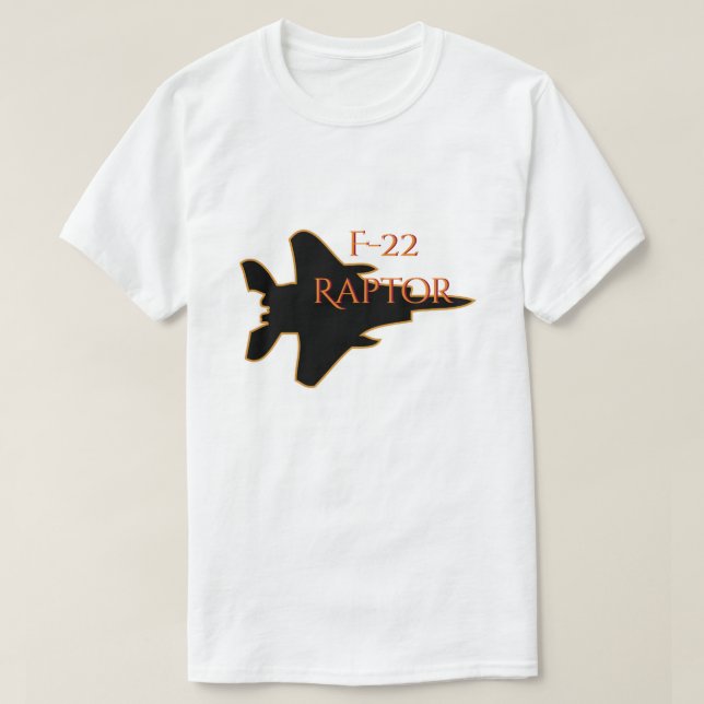 F-22 Raptor Silhouette Military Jet Fighter T-Shirt (Design Front)