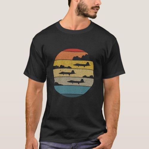 F_22 Raptor Silhouette Retro Sunset In Clouds F22 T_Shirt