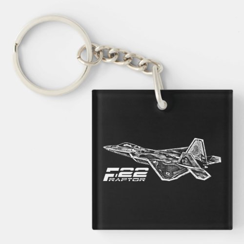 F_22 RAPTOR Square double_sided Keychain