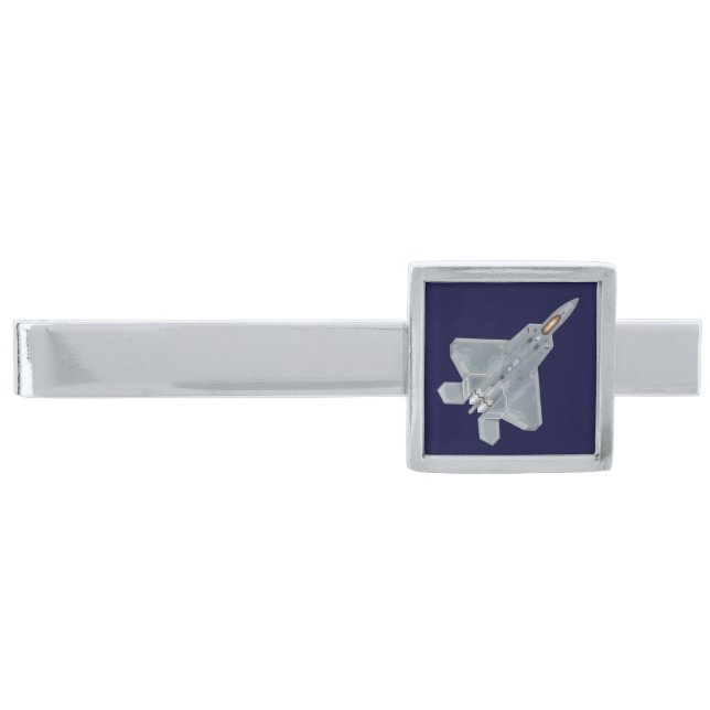 F-22 Raptor Stealth Fighter Silver Finish Tie Bar (Front)