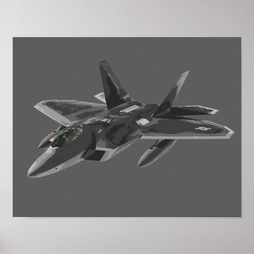 F 22 Raptor Stealthy Fighter Aircraft Poster