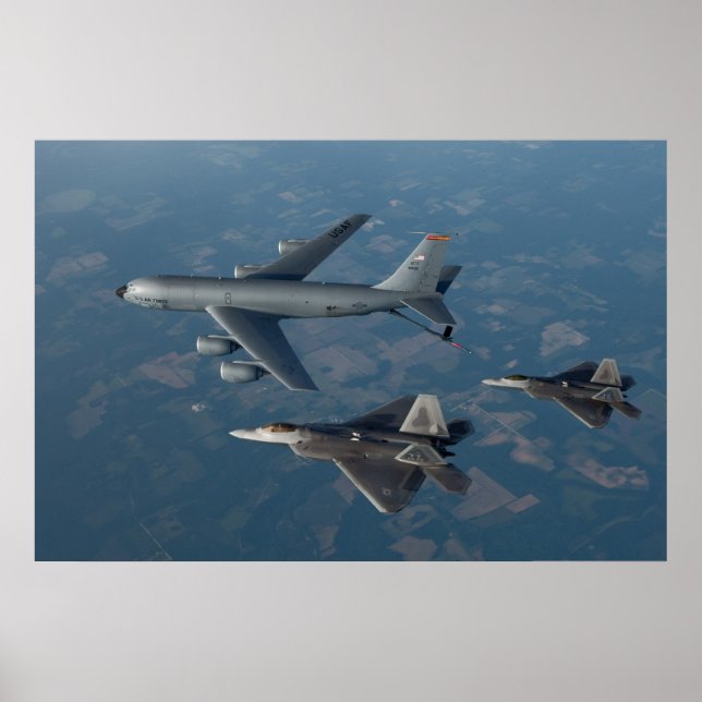 F-22 Raptors and KC-135 Stratotanker Poster (Front)
