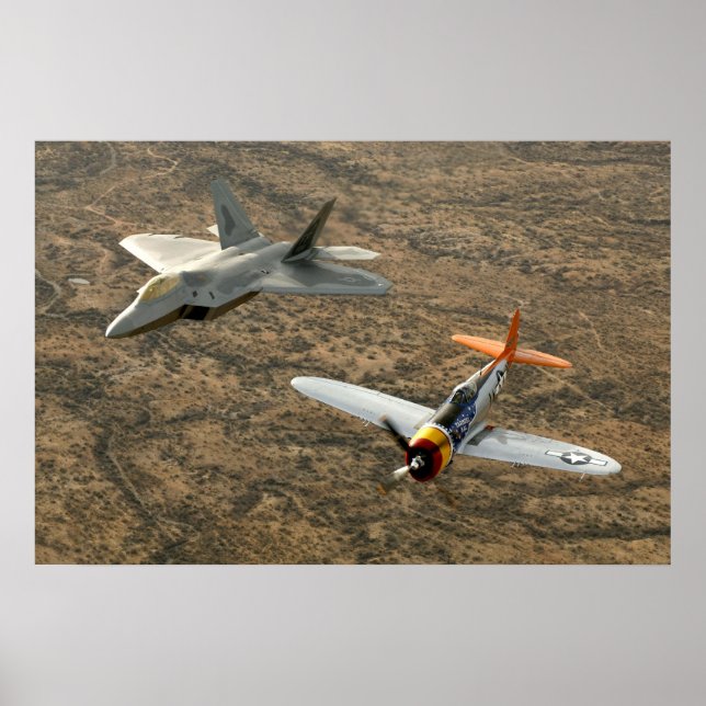 F-22A Raptor and P-47 Thunderbolt Poster (Front)