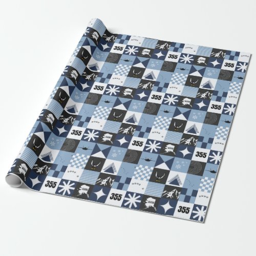F_35 and 355FS Falcon Holiday Squares Wrapping Paper