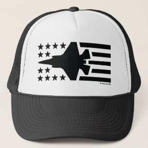 F-35 Fighter Jet Black Stars and Stripes Trucker Hat