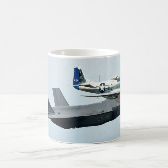 F-35 Fighter Jet with P-51 Mustang Coffee Mug (Center)