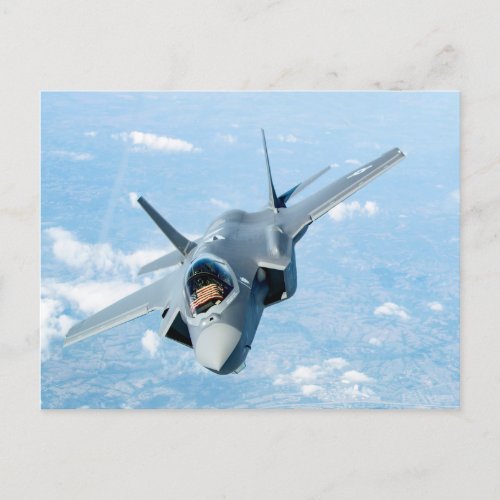 F_35 Fighter with American Flag Postcard