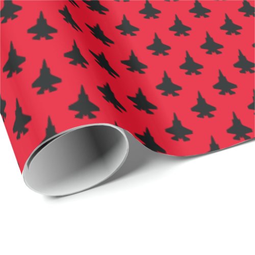 F_35 Lightning 2 Fighter Jets Pattern Black Wrapping Paper