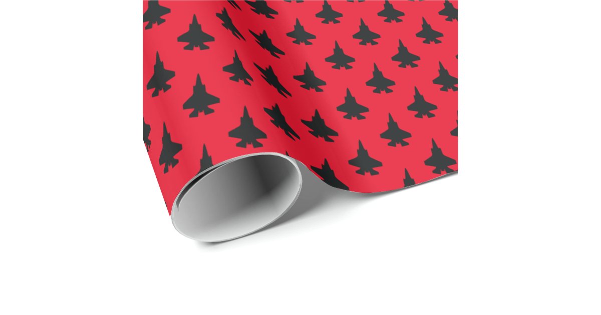 F35 Lightning 2 Fighter Jets Pattern Black Wrapping Paper Zazzle