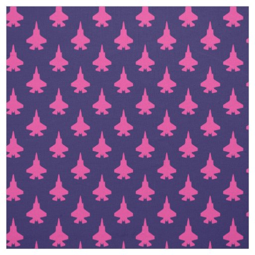 F-35 Lightning 2 Fighter Jets Pattern Pink on Navy Fabric