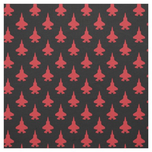 F-35 Lightning 2 Fighter Jets Pattern Red on Black Fabric
