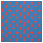 F-35 Lightning 2 Fighter Jets Pattern Red on Blue Fabric