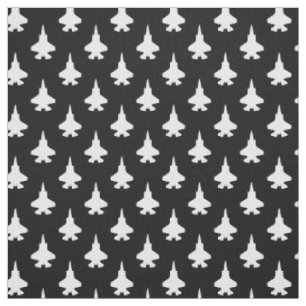 F-35 Lightning 2 Fighter Jets Pattern White Black Fabric