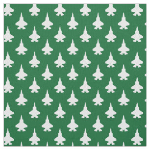 F-35 Lightning 2 Fighter Jets Pattern White Green Fabric