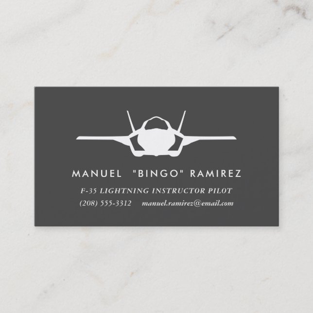 F-35 Lightning 2 Pilot Professional Business Card (Front)