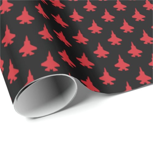 F_35 Lightning 2 Red Fighter Jets Pattern Wrapping Paper