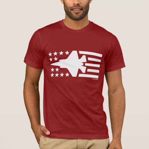 F_35 Lightning Fighter Jet White Stars Stripes T_Shirt