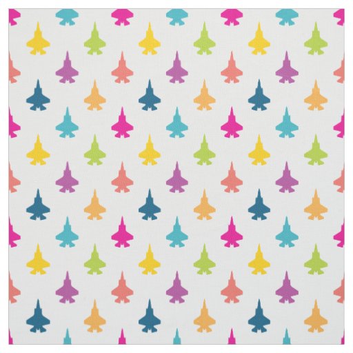 F-35 Lightning Fighter Jets Pattern Pretty Rainbow Fabric