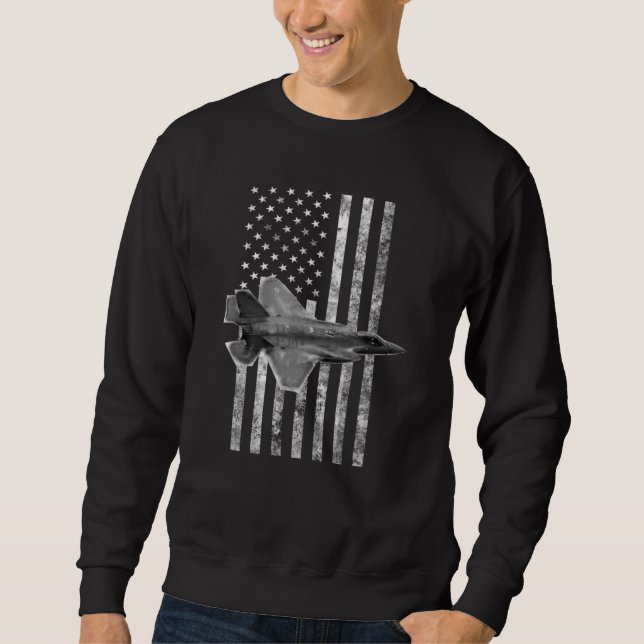 F-35 Lightning II American USA Flag - Military Sweatshirt (Front)