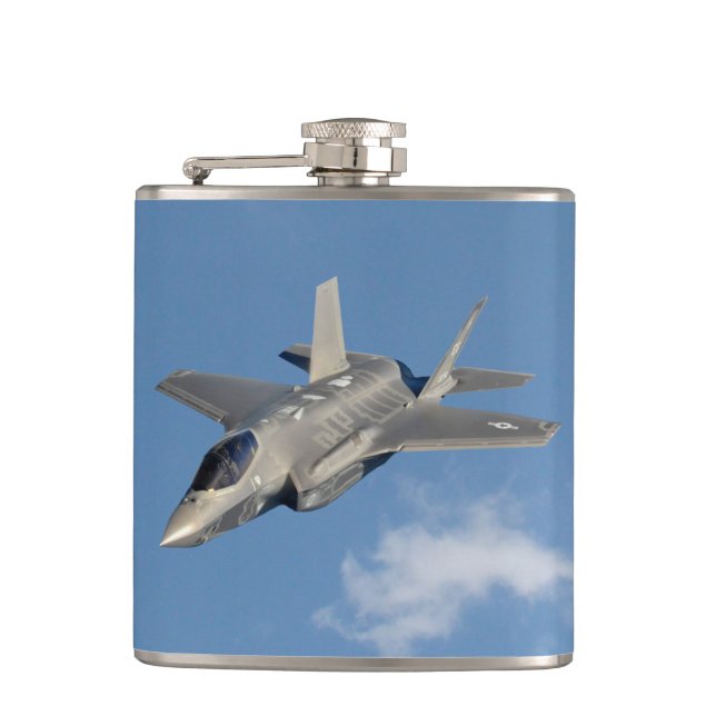 F-35 Lightning II Panther Jet Fighter Hockey Puck Flask (Front)