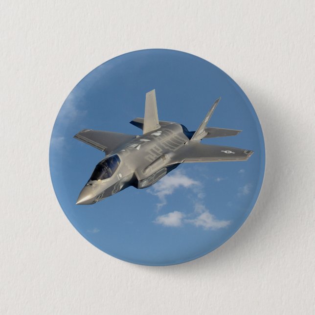 F-35 Lightning II Panther Jet Fighter in Sky Button (Front)
