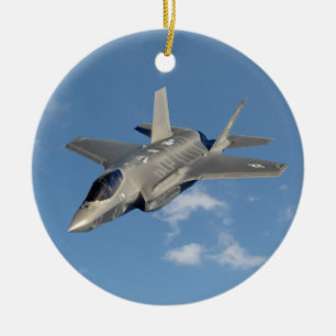 F-35 Lightning II Panther Jet Fighter in Sky Ceramic Ornament