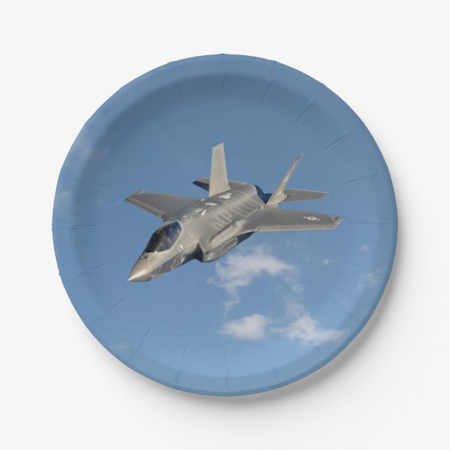 F-35 Lightning II Panther Jet Fighter in Sky Paper Plates (Front)