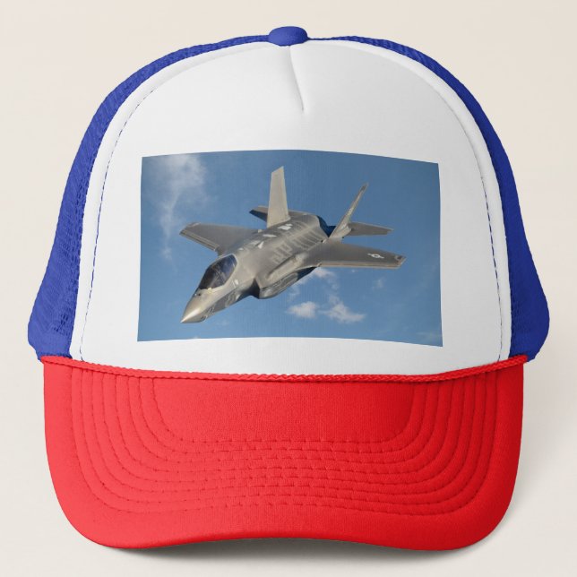 F-35 Lightning II Panther Jet Fighter in Sky Trucker Hat (Front)