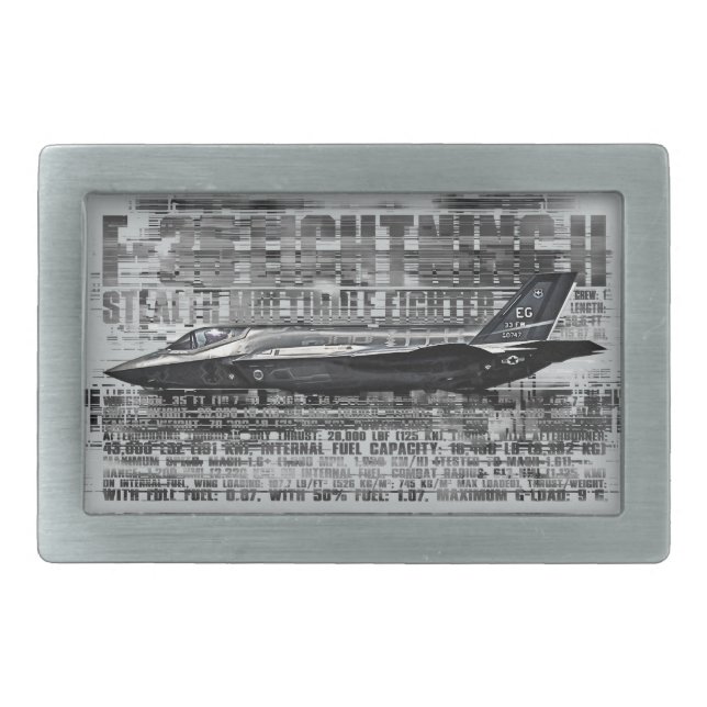 F-35 Lightning II Rect Belt Buckle (Front)