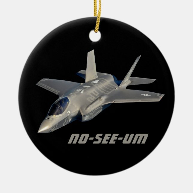 F-35 No-See-Um Jet Fighter Ceramic Ornament (Front)