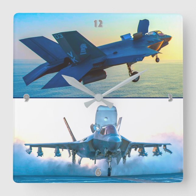 F-35B LIGHTNING II SQUARE WALL CLOCK (Front)