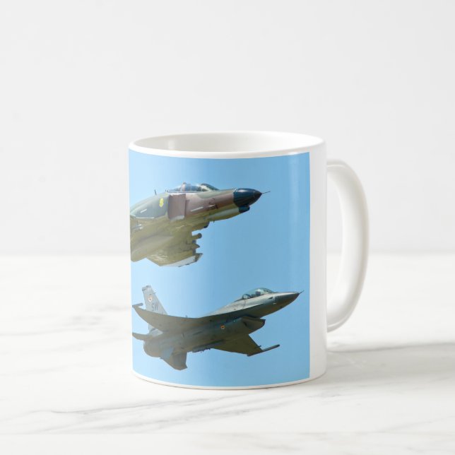 F-4 PHANTOM and F-16 FIGHTING FALCON Coffee Mug (Front Right)