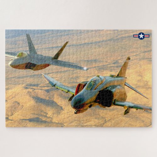 F_4 PHANTOM and F_22 RAPTOR 20x30 INCH Jigsaw Puzzle