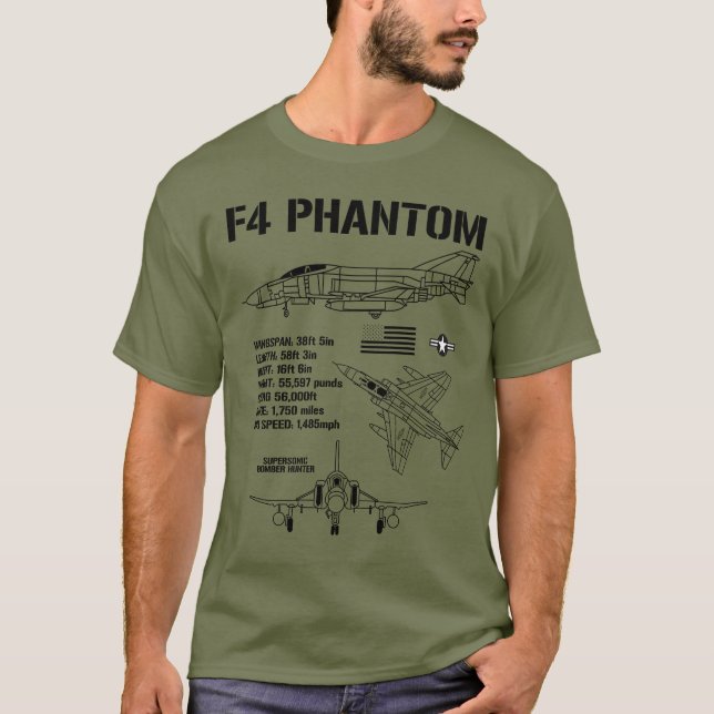 F-4 Phantom Fighter Jet Specs Military F4 Phantom T-Shirt (Front)