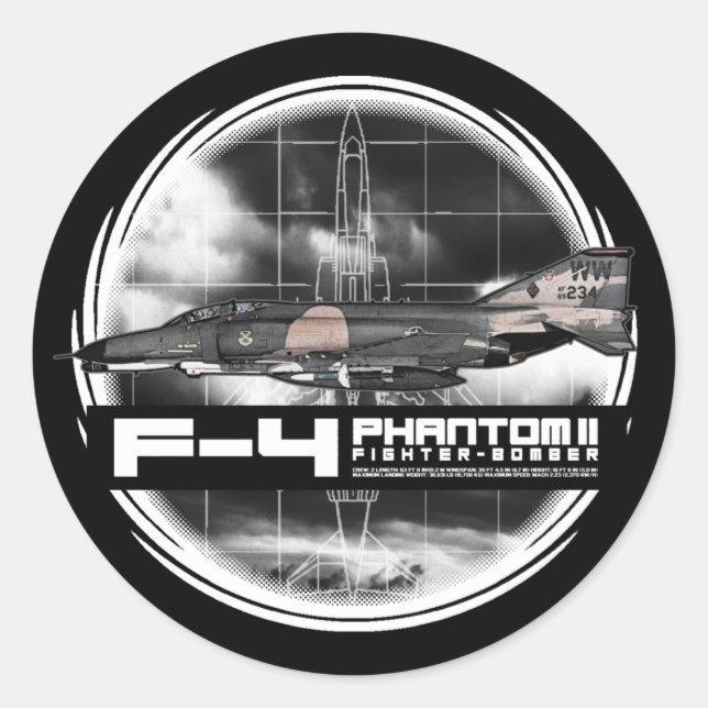 F-4 Phantom II Classic Round Sticker (Front)