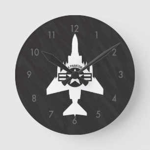 F-4 Phantom II Military Fighter Jet Airplane Round Clock
