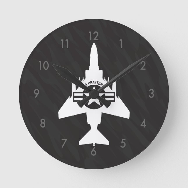 F-4 Phantom II Military Fighter Jet Airplane Round Clock (Front)