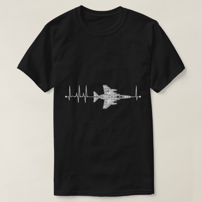 F-4 Phantom Schematic Airplane Pulse EKG Pilot F4  T-Shirt (Design Front)