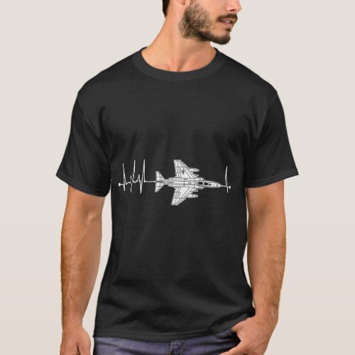 F_4 Phantom Schematic Airplane Pulse EKG Pilot F4  T_Shirt
