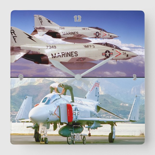 F-4 PHANTOM SQUARE WALL CLOCK (Front)